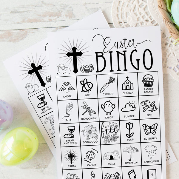 Easter Bingo - Christian, Black and White - Greengate Images