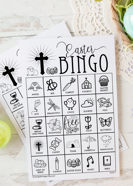 Easter Bingo - Christian, Black and White - Greengate Images