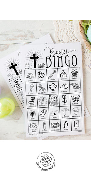 Easter Bingo - Christian, Black and White - Greengate Images