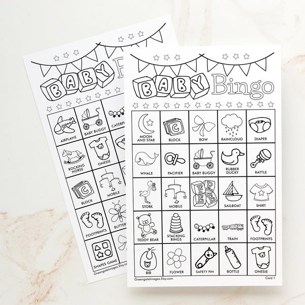 Baby Bingo - Black and White Doodles - Greengate Images