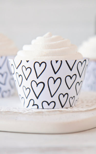 Stars Cupcake Wrapper - Black and White - Greengate Images
