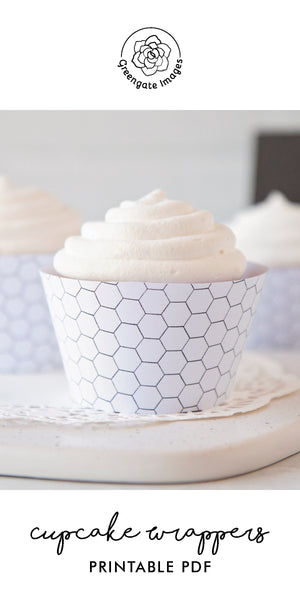 Hexagon Cupcake Wrapper - Black and White - Greengate Images