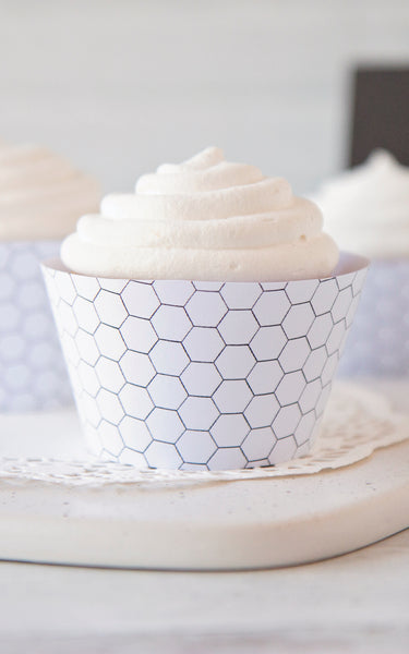 Hexagon Cupcake Wrapper - Black and White - Greengate Images