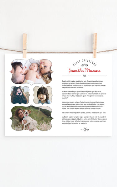 Christmas Letter Template - Simple Handdrawn - Greengate Images