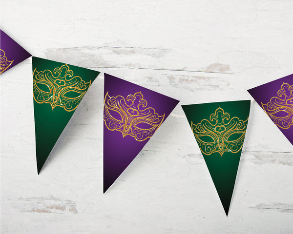 Masquerade Bunting Duo - Gold, Green, Purple - Greengate Images