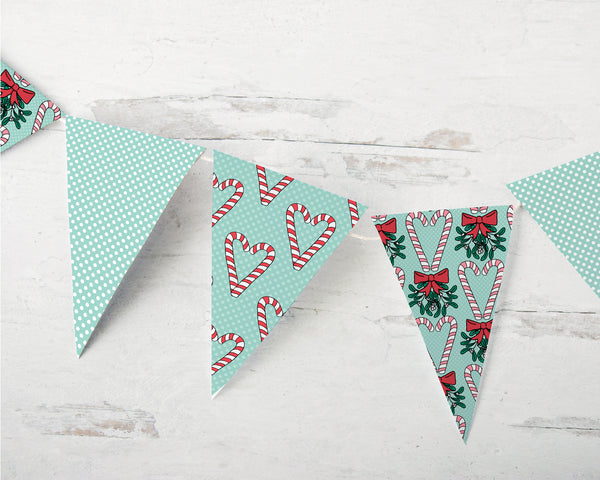 Candy Cane Heart Christmas Bunting - Greengate Images