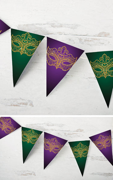 Masquerade Bunting Duo - Gold, Green, Purple - Greengate Images