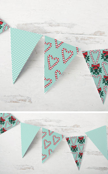 Candy Cane Heart Christmas Bunting - Greengate Images