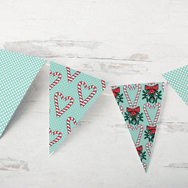 Candy Cane Heart Christmas Bunting - Greengate Images