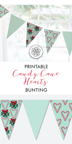 Candy Cane Heart Christmas Bunting - Greengate Images