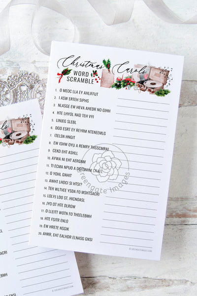 Christmas Carols Word Scramble - Greengate Images