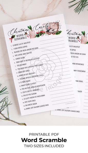 Christmas Carols Word Scramble - Greengate Images
