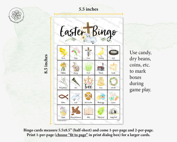 Easter Bingo - Christian, Color