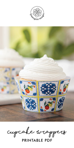 Citrus Fruit Tile Cupcake Wrapper Duo - Greengate Images