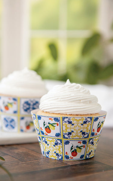 Citrus Fruit Tile Cupcake Wrapper Duo - Greengate Images