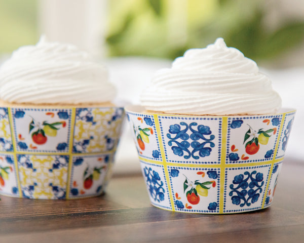 Citrus Fruit Tile Cupcake Wrapper Duo - Greengate Images