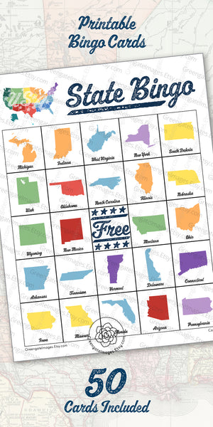 US State Bingo - Color - Greengate Images