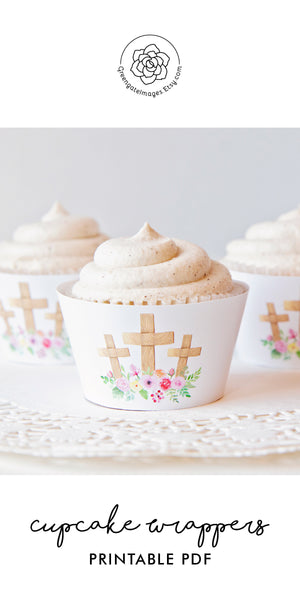 Floral Cross Cupcake Wrapper - Greengate Images