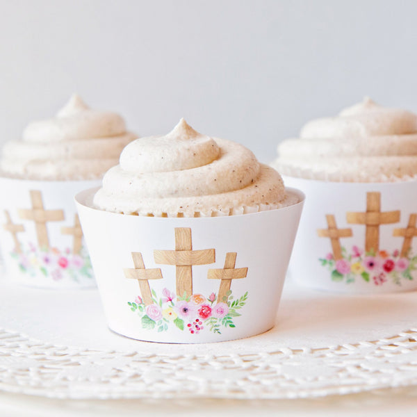 Floral Cross Cupcake Wrapper - Greengate Images