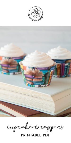 Books/Reading Cupcake Wrapper - Greengate Images
