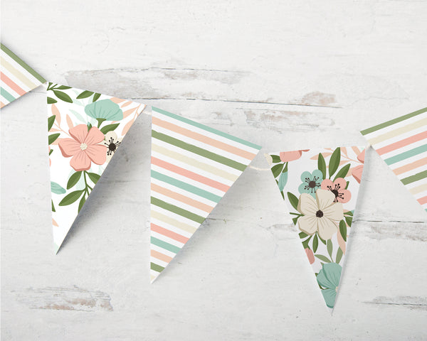 Spring Bunting - Flowers and Stripes - Greengate Images