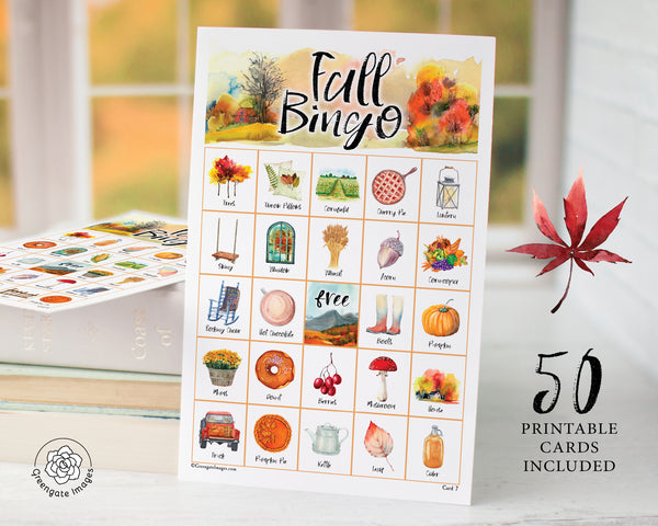 Fall Bingo Cards - Watercolor 2 - Greengate Images
