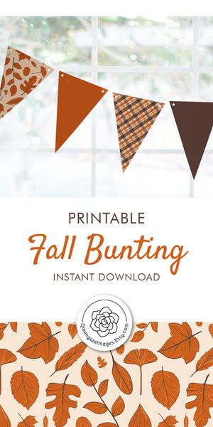 Fall Bunting - Orange, Brown Leaves and Plaid - Greengate Images