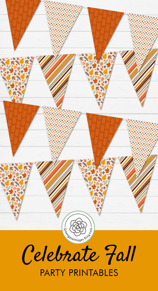 Fall Bunting - Orange, Brown, Stripes and Leaves - Greengate Images
