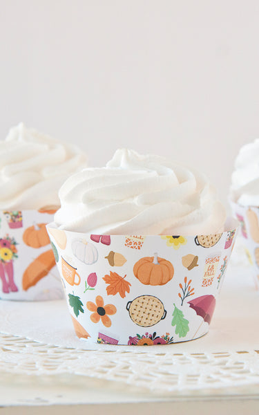 Feminine Fall Pattern Cupcake Wrappers - Greengate Images
