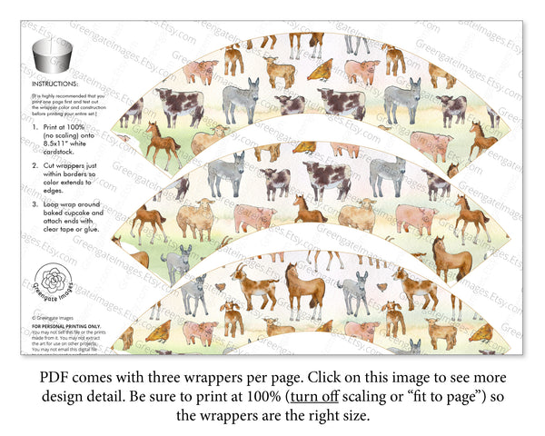 Farm Animals Cupcake Wrappers - Greengate Images