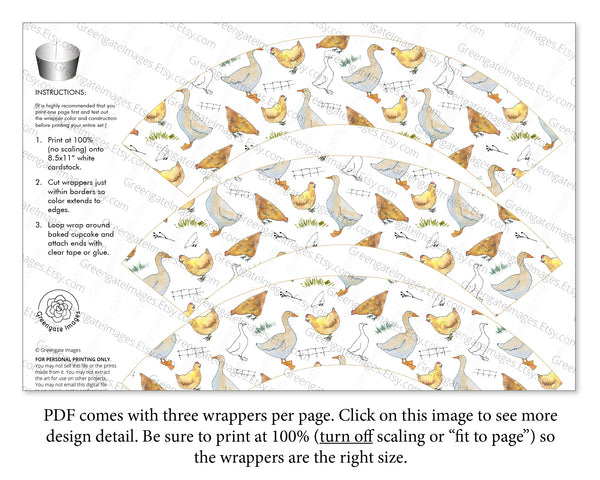 Farm Bird Cupcake Wrappers - Greengate Images