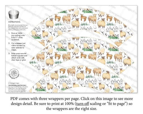Sheep Cupcake Wrappers - Greengate Images