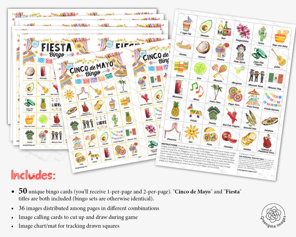 Fiesta / Cinco de Mayo Bingo - Both titles included - Greengate Images