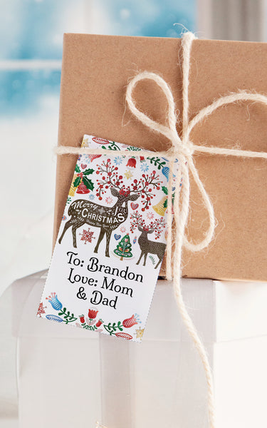 Folk/Scandi Christmas Gift Tags - Multicolored Reindeer - Greengate Images