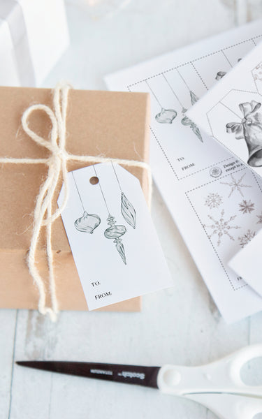 Crystal Silver Christmas Gift Tag Set - Greengate Images