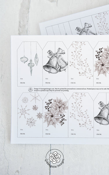 Crystal Silver Christmas Gift Tag Set - Greengate Images