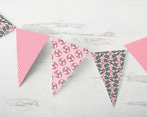 Pink Peppermint Christmas Bunting - Greengate Images
