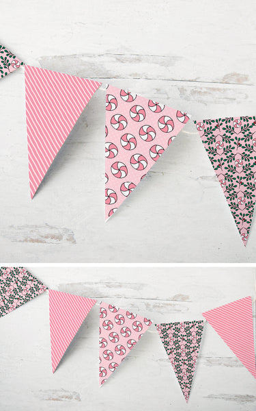 Pink Peppermint Christmas Bunting - Greengate Images