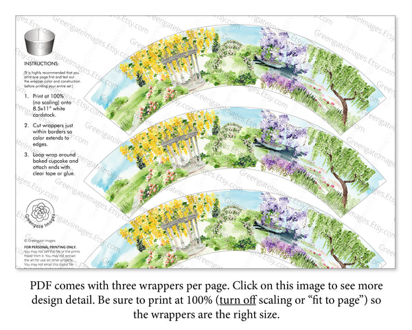 Garden Cupcake Wrappers - Floral Scenes - Greengate Images