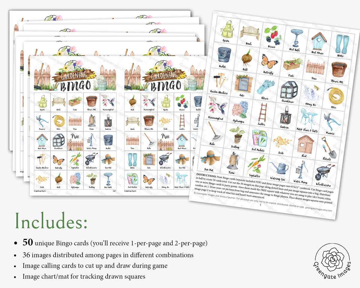 Gardening Bingo Cards – Greengate Images