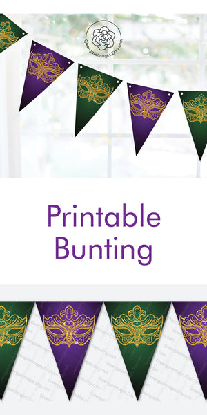 Masquerade Bunting Duo - Gold, Green, Purple - Greengate Images