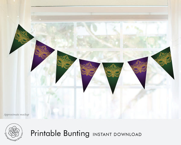 Masquerade Bunting Duo - Gold, Green, Purple - Greengate Images
