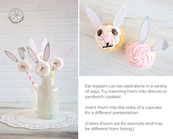 Bunny Cupcake Wrappers + Toppers - Gray - Greengate Images