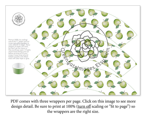 Apple Cupcake Wrapper - Green - Greengate Images