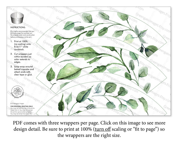 Cupcake Wrapper - Wedding Greenery - Greengate Images