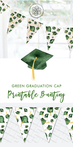 Green Graduation Bunting - Flying Caps - Greengate Images