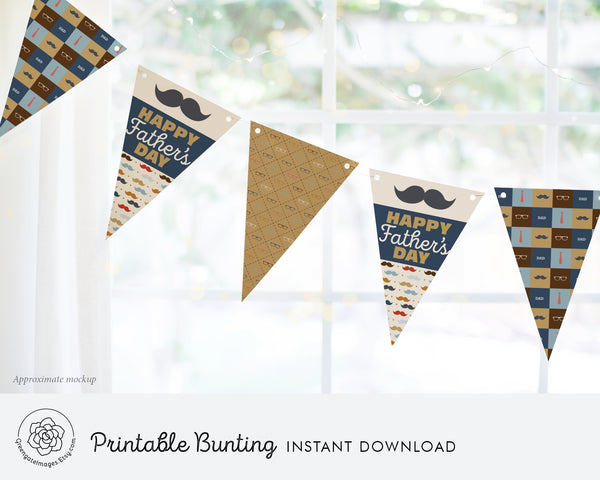 Father's Day Bunting - Mustache and Glasses - Greengate Images