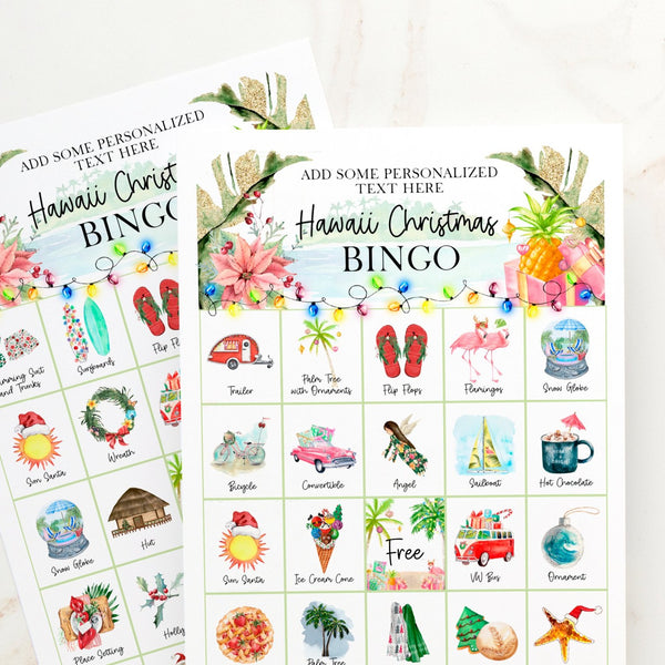 Tropical/Hawaii Christmas Bingo - Greengate Images