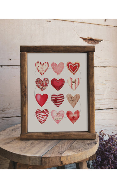 8x10" & 5x7" Valentine's Day Wall Art - 12 Hearts - Greengate Images