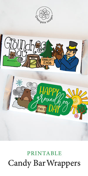 Groundhog Day Candy Bar Wrapper Duo - Greengate Images
